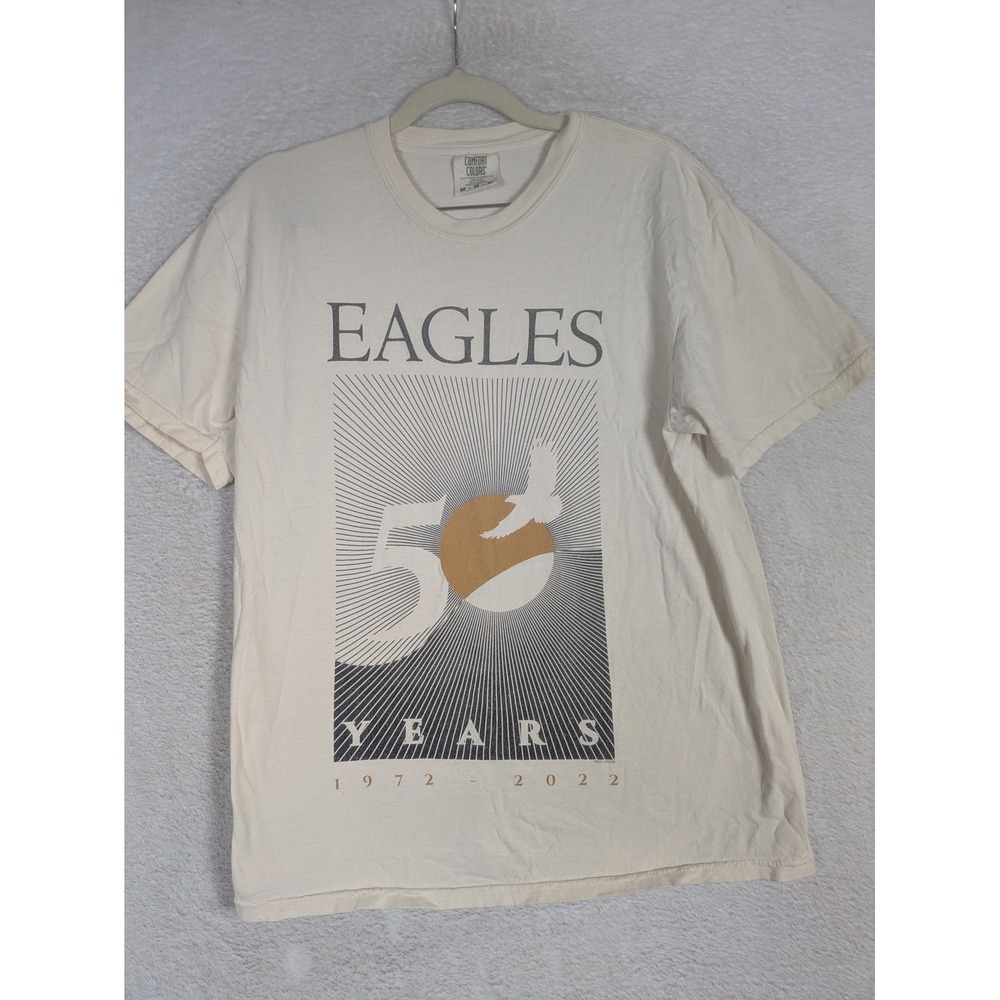 Comfort Colors T-Shirt Men's M Ivory Eagles 50 Years 1972-2022 Graphic Band Tee